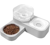 Automatic 7Automatic Food Bowl Water Dispenser Automatic Pet Waterer Pet Water Dispenser,Replenish Pet Waterer,Dog Water Dispenser Station Pet Feeder(Gris)