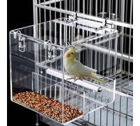 Automatic Acrylic Bird Feeder for Cage, No Mess - Small Bird Parrots, Canary, Parakeet, Budgerigar, Crested Myna, Cockatiel (XL)