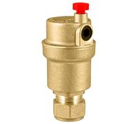 Automatic Air Vent with 15mm Compression, Cylinder Style for Trapped Air Removal | Brass Body | Suitable for Heating & Cooling System