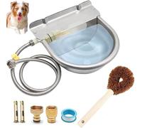 Automatic Animal Drinking Water Bowl with Drain Hole, Float Valve, 304 Stainless Steel Water Bowl for Dog Goat Cowl Chicken Animals, with Hose, Brush, Quick Connector Adapter, Countersunk Bolts
