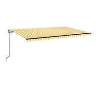 Automatic Awning with Wind Sensor 500x350 cm Yellow & White LED Patio Canopy UV Protection Waterproof Outdoor Sunshade for Garden & Balcony