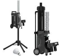 Automatic Badminton Serve Machine with Remote Control and Wheels | 52-shuttlecock capacity, 1-5 second serve interval, adjustable angle, 7 m height and 18-125 cm bracket