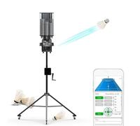 Automatic Badminton Shuttlecock Machine with App and Remote Control, Adjustable Speed, Frequency, and Height, 180-Capacity, Portable with Wheels for Training