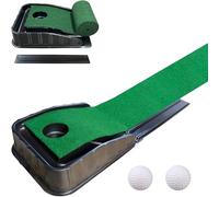 Automatic ball return putting practice mat - 87 inches long with fairway return function. Indoor/outdoor practice green, professional golf training mat, portable design, includes 2 ball.