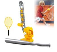 Automatic Baseball Pitching Machine with Adjustable Angle, 5-7 Seconds Serving Speed, Includes Tennis Racket, Retractable Baseball Bat, 6 EVA Balls for Kids