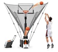 Automatic Basketball Rebounder Machine with Return Net, for Shoot Training | Dual Power,Screen Data Display,Speed & Distance Adjustable,Goal Sensing,Portable & Movable,for Home,Stadium,Court