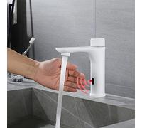 Automatic Bathroom Faucet with Infrared Sensor Touchless Mixer Tap for Sink White Finish Hands-Free Bathroom Lavatory Faucet Modern Sanitaryware Solution.