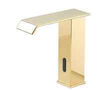Automatic Bathroom Faucet with Sensor, Brass Gold Waterfall Mixer Tap, Hot & Cold Lavabo Robinet, Touchless Lavabo Basin Faucet for Modern Bathrooms