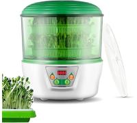 Automatic Bean Sprout Machine - Electric Seed Sprouter with Intelligent Temperature Control and 360 Watering for Radish, Wheatgrass, Barley - 2 Layers