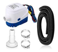 Automatic Bilge Pump Kit 1-1/8" 12v 100GPH Boat Bilge Pump with Hose & Hose Clamps, Universal Fitting for Pools Boats