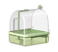 Automatic Bird Bath - Chew-Proof Cage Bathtub, Two Shower Mode Water Playground Perch For Pet Birds | Outdoor Travel Breeding Show Accessory Parakeets Cockatoos Parrots Finches Budgies