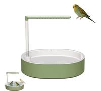 Automatic Bird Bath for Parrots, USB Powered Shower System with Rain Spray & Water Pump, Circulating Water Bath for Budgies Lovebirds Cockatiels, Plastic, 32x25x9cm, Green (Green)