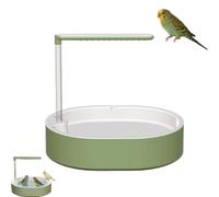 Automatic Bird Bath for Parrots, USB Powered Shower System with Rain Spray & Water Pump, Circulating Water Bath for Budgies Lovebirds Cockatiels, Plastic, 32x25x9cm (Green)