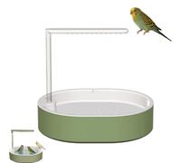 Automatic Bird Bath for Parrots, USB Powered Shower System with Rain Spray & Water Pump, Circulating Water Bath for Budgies Lovebirds Cockatiels, Plastic, 32x25x9cm, Green (White)