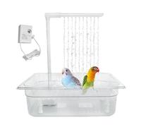Automatic Bird Bath Fountain - Parrot Bathtub With Shower | Cage Accessory For Cockatiels | Parakeets | Lovebirds | Conures | African Grey | Fun Grooming Tub | Indoor Cage Birds And Pet Hygiene