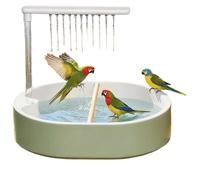 Automatic Bird Bath Shower, Adjustable Flow Avian Bathtub, Cage Parrot Bath Tub, Usb Rechargeable, Quiet Circulating Fountain, Anti Splash Guard, Detachable Easy Clean, Daily Grooming Care (White)