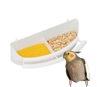 Automatic Bird Cage Feeder, Bird Cage Feeding Bowls, Sparrow Cage Water and Feeder Bowls, Cup with Compartment and Bird Seat for Small Birds, Pigeons, Sparrows