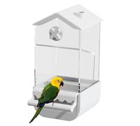 Automatic Bird Feeder - ABS Acrylic, Indoor Parakeet Feeding Station, Splash Resistant Container | Grey Parrot Cage, Cockatiel, Lovebird, Dis