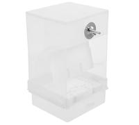 Automatic Bird Feeder Box with Large Capacity Acrylic White | Parrot Food Container, Cage Supply for Birds, Convenient Practical Feeding, Time Saving Design