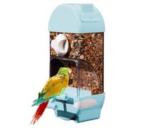 Automatic Bird Feeder - Clear Cage Feeder with Suction Cups, Food and Water Dispenser with Capacity | Removable Tray, House Shaped Smart Cage Accessory for Parakeets, Cockatiels and Wi