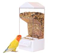 Automatic Bird Feeder for Cage | Smart Clear Bird Feeder Dispenser - Large Capacity Food Container, Anti Spill Cage Accessories for Backyard, Cockatiel, Finch, Squirrel