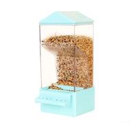 Automatic Bird Feeder, Large Capacity Transparent Food Container with Spill Proof Drawer, Cage Mounted Parrot Grain Dispenser, Acrylic Bird Accessory for Easy(CX05 [Blue])
