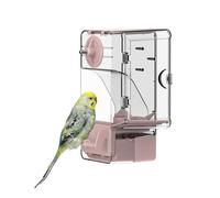 Automatic Bird Feeder, No Mess Bird Cage Feeder with Perch Multi-Functional Holder for Fruits Vegetables for Parakeet Canary Cockatiel Finch (Pink)
