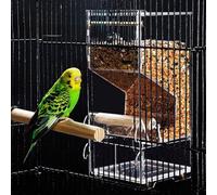 Automatic Bird Feeder, No Mess Bird Feeder, Transparent Acrylic, Reducing Waste, Bird Cage Feeder Bird Cage Accessories for Parakeet Canary Cockatiel Finch Conure (Medium)