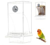 Automatic Bird Feeder, No Mess Bird Feeder,Transparent Food Container Cage Acrylic, Hanging Seed Food Container for Parrot Parakeet Canary Lovebord Cockatiel Finch (Transparent)