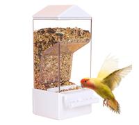 Automatic Bird Feeder, Smart Parakeet Dispenser, 8.27x3.54x2.95 Inch Clear Food Container with Large Capacity, Anti Spill Cage Accessory, Aviary Gadget with Sturdy Design, Outdoor Feeder for Cockatiel