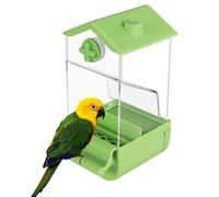 Automatic Bird Feeder, Transparent Parrot Seed Food Container with Perch Bird Cage Hanging Feeder for Parakeets Cockatiel Finch Lovebirds