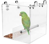 Automatic Bird Feeding No Mess Bird Cage Pet Feeder Seed Food Container for Parakeet Canary Cockatiel Parrot Finch Canary Acrylic (-S-)