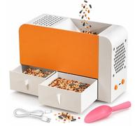 Automatic Bird Seed Huller, 5V USB Power Interface, 5 Wind Speeds | Rechargeable Grain Blown Shell Machine, Separates Husks from Bird Feed, Dual-Drawer Collection