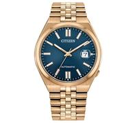 Automatic Blue Dial Watch, 40mm Rose Gold-Tone Stainless Steel, Citizen Mens Tsuyosa 60