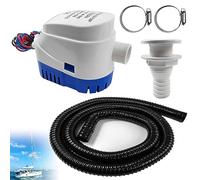 Automatic Boat Bilge Pump Kit for Boats, 1-1/8 Inch Bilge Pump Plumbing Kit, Including 12v 1100 Gph Bilge Pump, 1pc Bilge Pump Hose, 2pcs Hose Clamps and 1pc Universal Fitting
