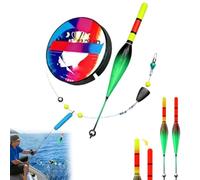 Automatic Bobber Fishing Line Set, 100m Pre-Tied Fishing Line Set with Automatic Bobber, High Sensitivity Fishing Color Changing Float Bite Alert, LED Lighted Floating Bobber for Big Fish (1set)