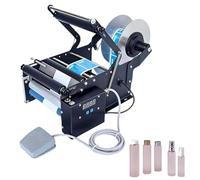 Automatic Bottle Labeling Machine for Glass and Plastic Containers, Adjustable Diameter Range, Includes Foot Pedal Control