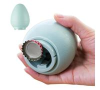 Automatic Bottle Opener - Egg Shaped Push Down, Magnetic Lid Catcher | with Effortless Spring Mechanism, Compact Ergonomic Design, Anti-Slip Grip, Outdoor Tool (Blue)