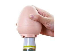 Automatic Bottle Opener - Egg Shaped Push Down, Magnetic Lid Catcher | with Effortless Spring Mechanism, Compact Ergonomic Design, Anti-Slip Grip, Outdoor Tool (Pink)