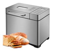 Automatic Bread Maker, Pro Stainless Steel Bread Machine with Nut Dispenser and 15 H Delay Timer, 2 Lb Capacity, 3 Loaf Sizes and 3 Crust Colors Optional, for Bread, Yogurt, Dough Make, Jam