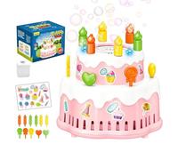 Automatic Bubble Blower - Cake Shape Summer Toy With Light And Music | Stream Maker Machine | For Birthday Party Outdoor Wedding Backyard Beach Kids Boys Girls Garden Lawn Celebration ABS 635g