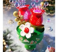 Automatic Bubble Machine, Bouquet Shape Bubble Blower with Colorful Light, Christmas Bouquet Bubbles Machine Comes with 10 Bags of Bubbles Liquid, Party Celebration Toy for Birthday Holiday (Green)