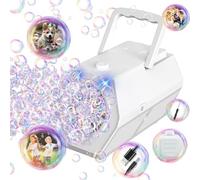 Automatic Bubble Machine for Kids，20000+ Bubbles Per Minute Bubble Blower,Bubble Maker Toys with 26 Holes/lighting/120ML Bubble Solution/Parties,Wedding,Birthday Gifts (White) (White 575)