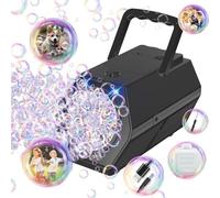 Automatic Bubble Machine for Kids，20000+ Bubbles Per Minute Bubble Blower,Bubble Maker Toys with 26 Holes/lighting/120ML Bubble Solution/Parties,Wedding,Birthday Gifts (White) (Black 575)