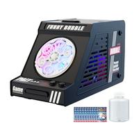 Automatic Bubble Machine for Kids，20000+ Bubbles Per Minute Bubble Blower,Bubble Maker Toys with 26 Holes/lighting/120ML Bubble Solution/Parties,Wedding,Birthday Gifts (White) (Black 889-23)