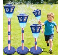Automatic Bubble Machine for Kids, Rechargeable Stand Bubble Maker Torch with Light Music, Adjustable Height Magic Bubble Light for Outdoor Party Wedding Garden Patio (BLUE)