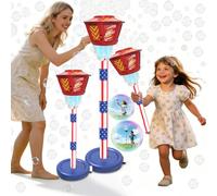 Automatic Bubble Machine for Kids, Rechargeable Stand Bubble Maker Torch with Light Music, Adjustable Height Magic Bubble Light for Outdoor Party Wedding Garden Patio