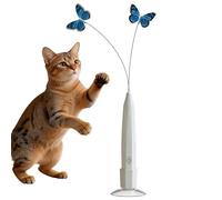 Automatic Butterfly Cat Toy - ABS 17 x 3 cm | Rechargeable Interactive Wand with Suction Cup, Electric Toy for Moving Butterfly Cats, Exercise For, Indoor Enrichment, For A