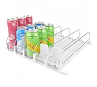 Automatic Can Dispenser for Fridge, Self-Pushing Drink Organizer, Soda Beer Can Organizer for Fridge Pantry, Fridge Organisers Adjustable Width for Storage and Organization (5 Rows)