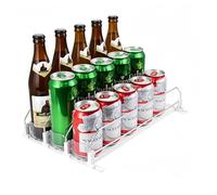 Automatic Can Dispenser for Fridge, Self-Pushing Drink Organizer, Soda Beer Can Organizer for Fridge Pantry, Fridge Organisers Adjustable Width for Storage and Organization (3 Rows)